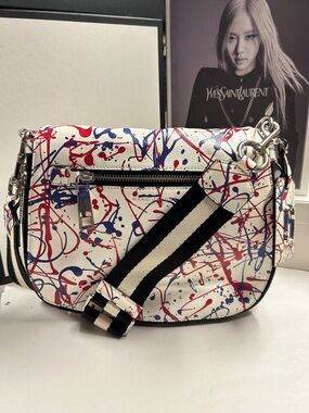 Marc Jacobs Leather Crossbody with Red & Blue Paint-Splatter